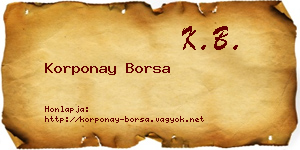 Korponay Borsa névjegykártya
